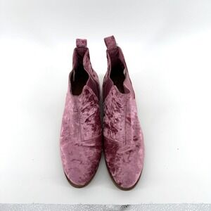 TOMS Chelsea Boots Crushed Velvet 10 Pink Womens Ankle Booties Pull On
